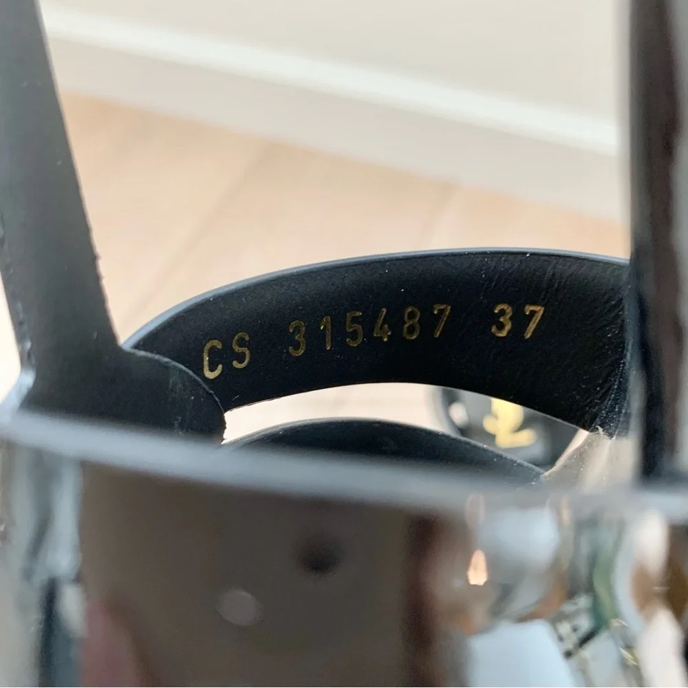 🌟 YSL Black Patent Leather Tribute 105 Platform Heeled Sandals High Heels 37 - Picture 12 of 12